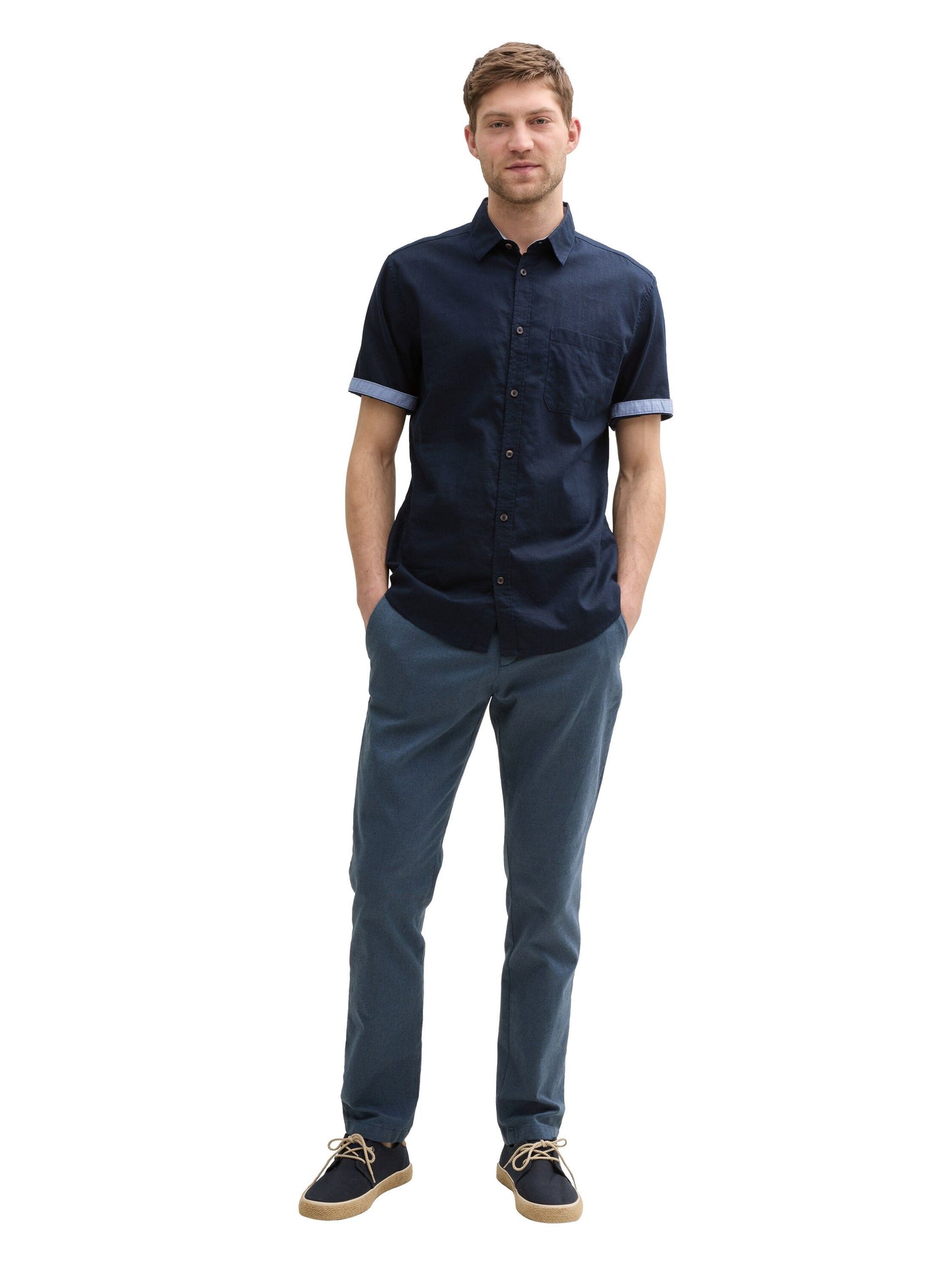 Tom Tailor Herren Kurzarmhemd blau