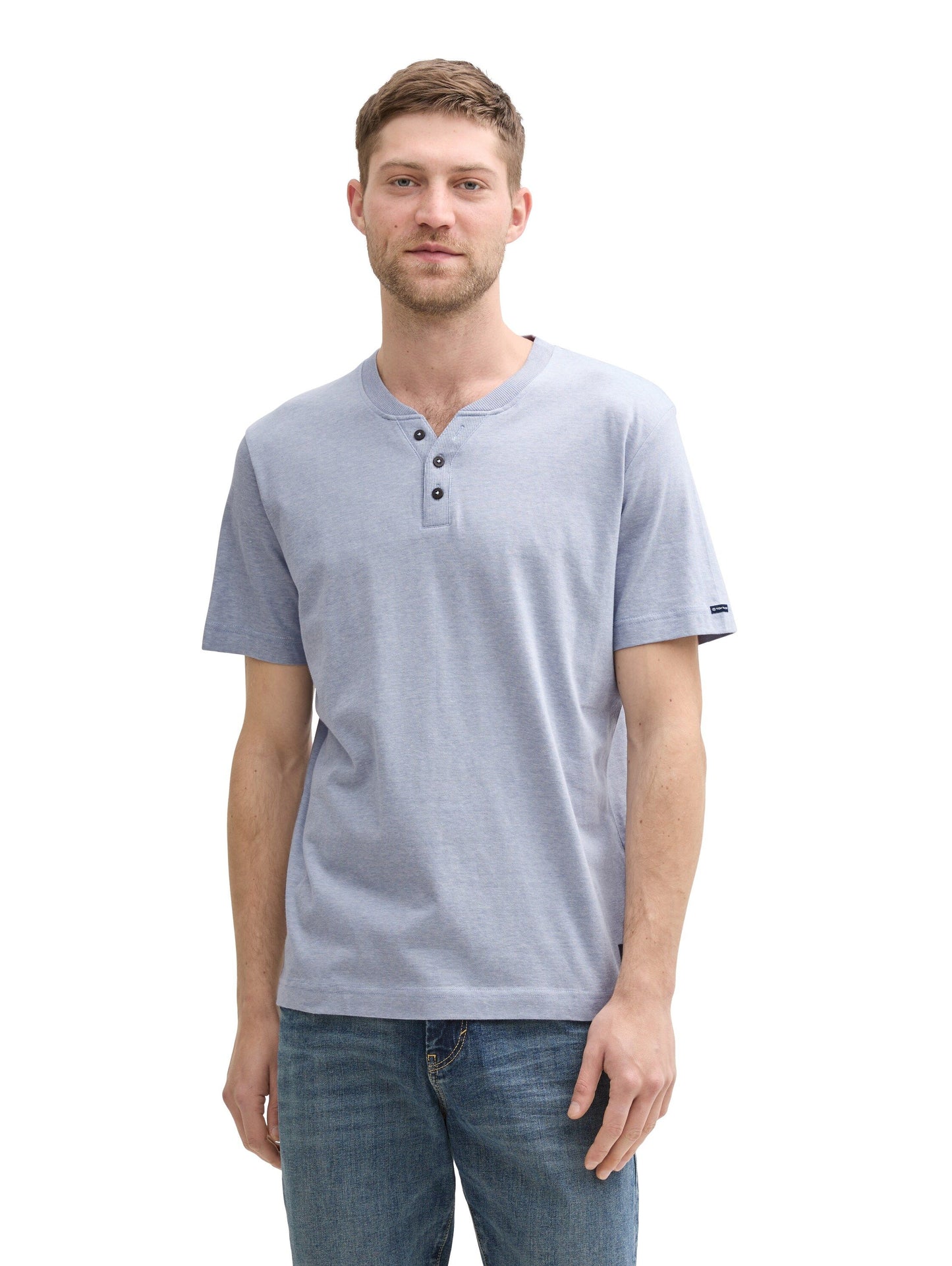 Tom Tailor Herren Henley T-Shirt blau