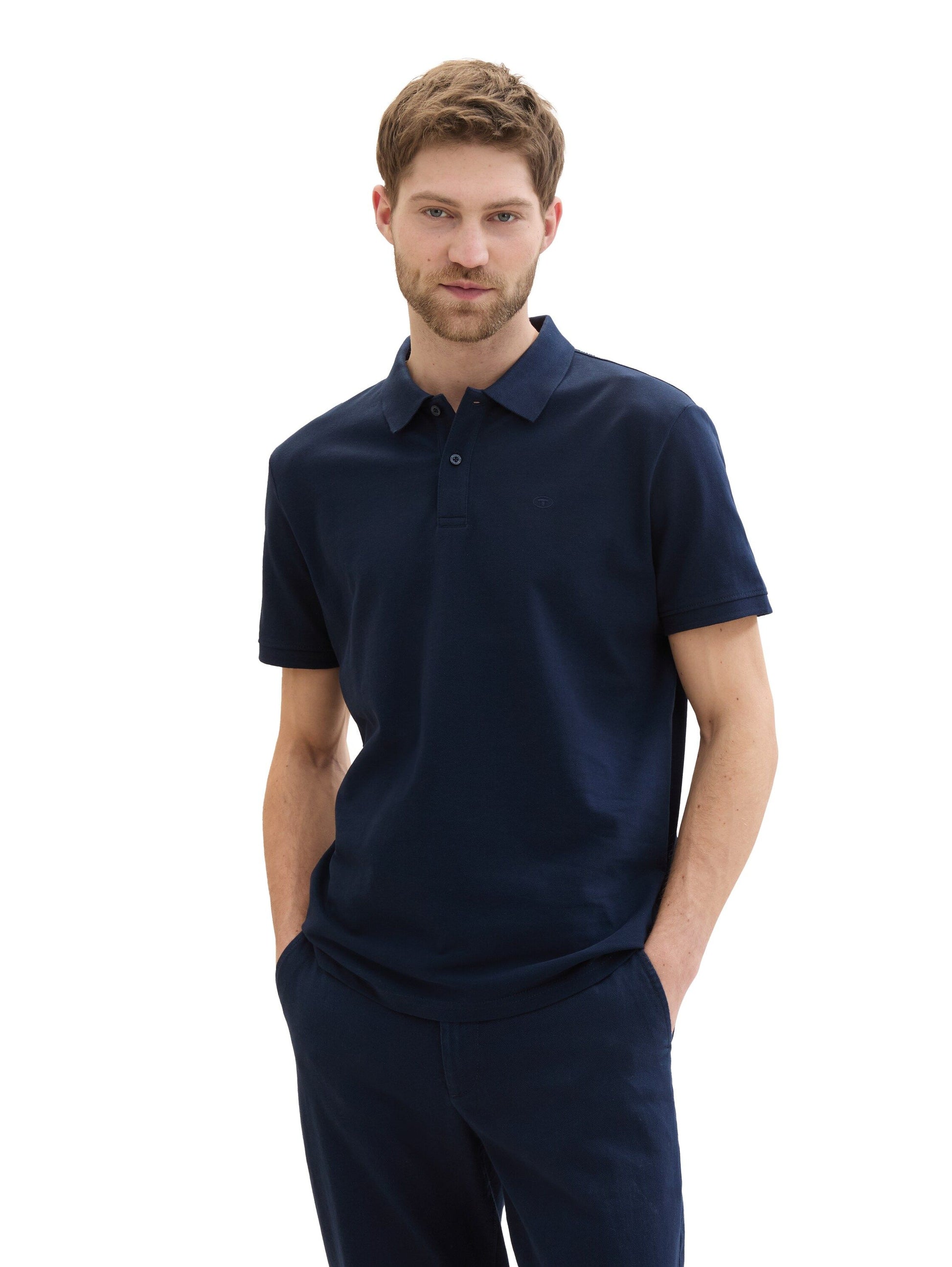 Tom Tailor Herren Piqué Poloshirt blau