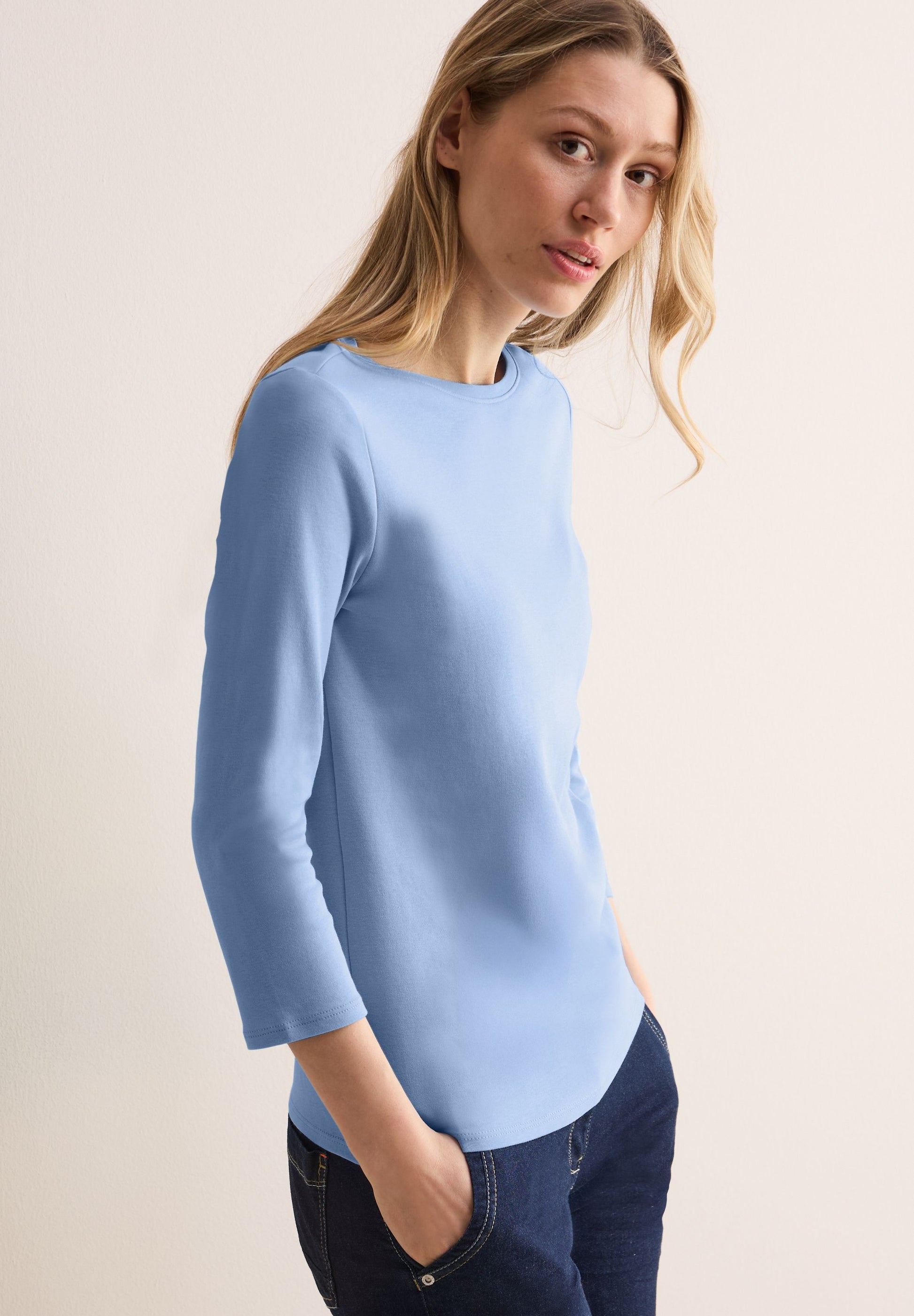 Cecil Damen Basic Shirt blau