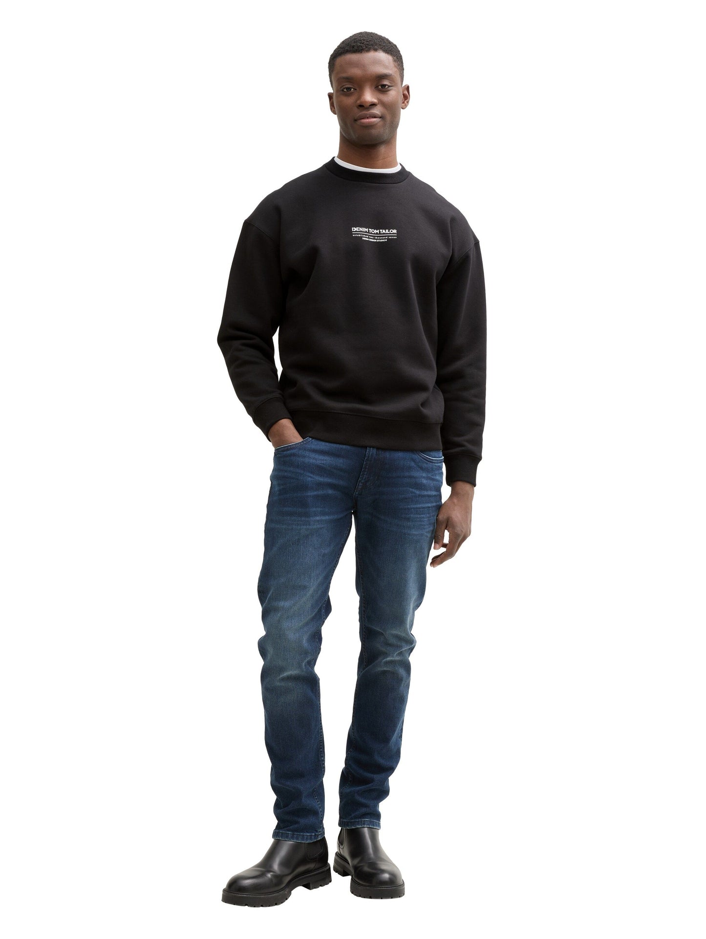 Tom Tailor Herren Relaxed Sweatshirt mit Logo Print