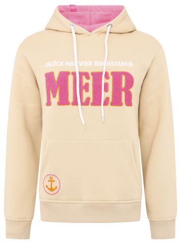 Zwillingsherz Damen Hoodie Buchstaben Meer beige