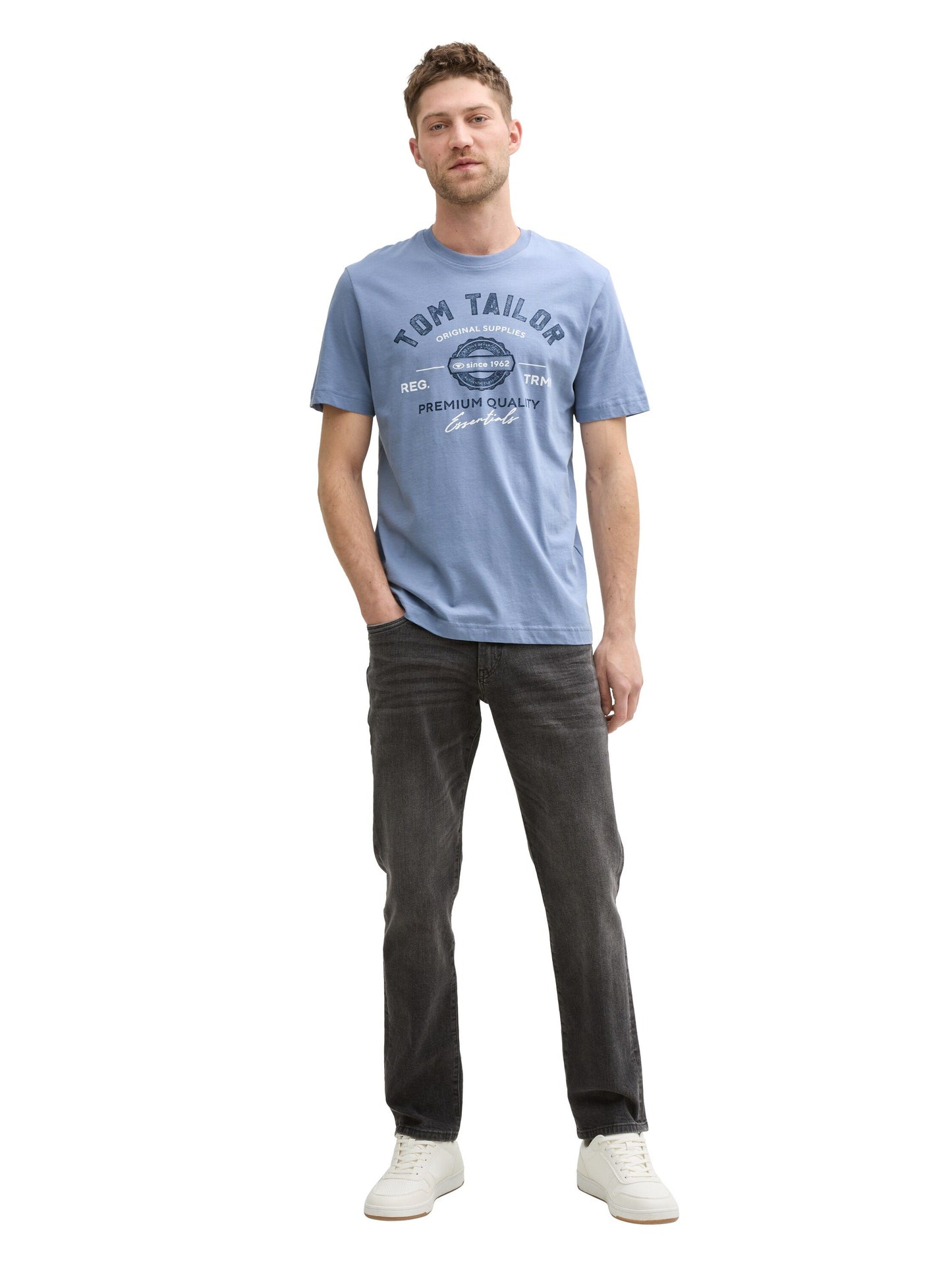 Tom Tailor Herren T-Shirt mit Logo-Print blau