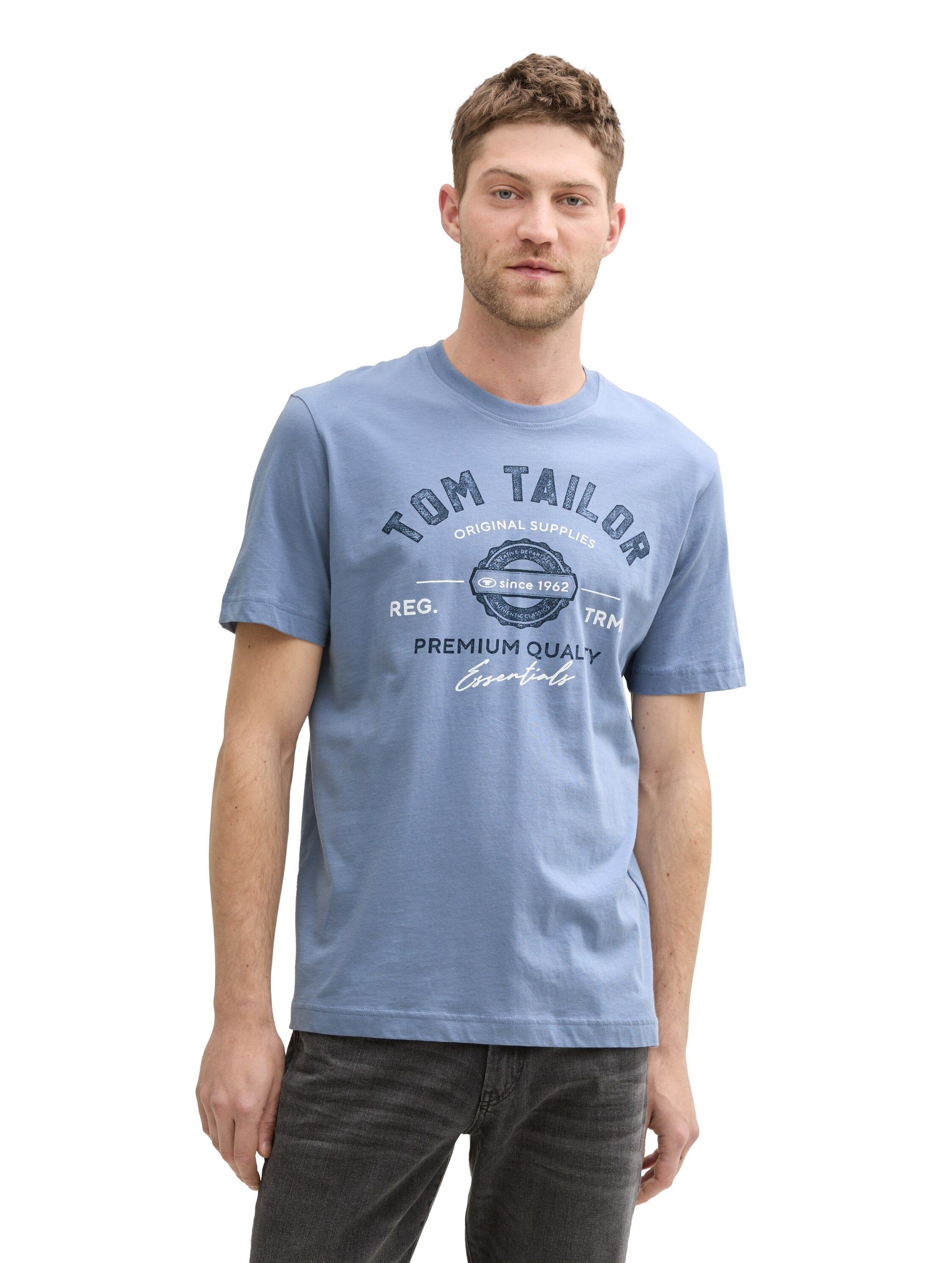 Tom Tailor Herren T-Shirt mit Logo-Print blau