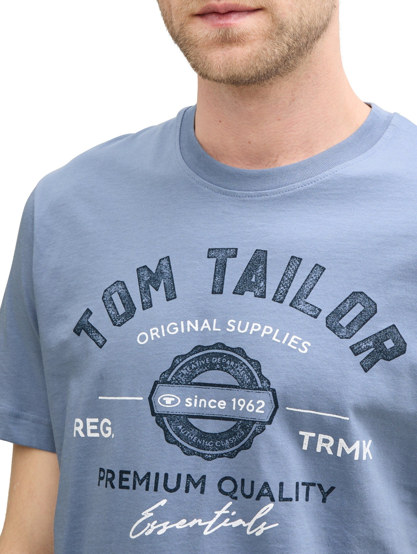 Tom Tailor Herren T-Shirt mit Logo-Print blau