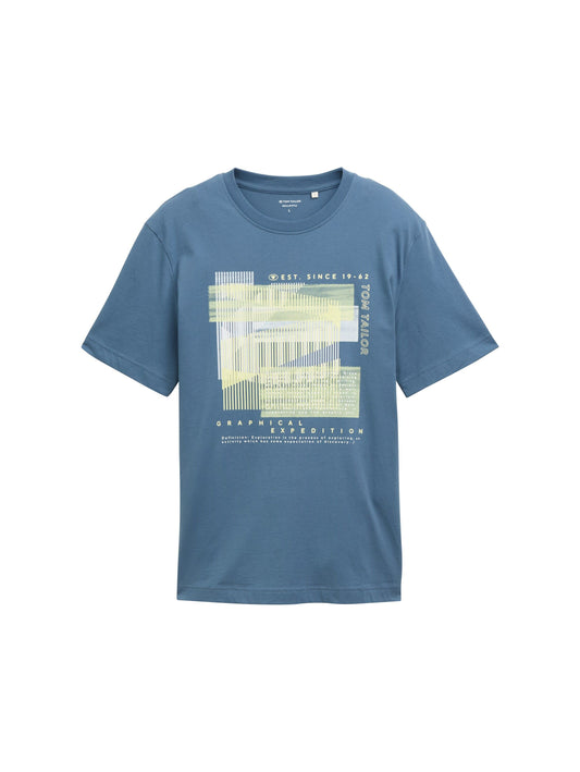 Tom Tailor Herren T-Shirt mit Print XXXL blau