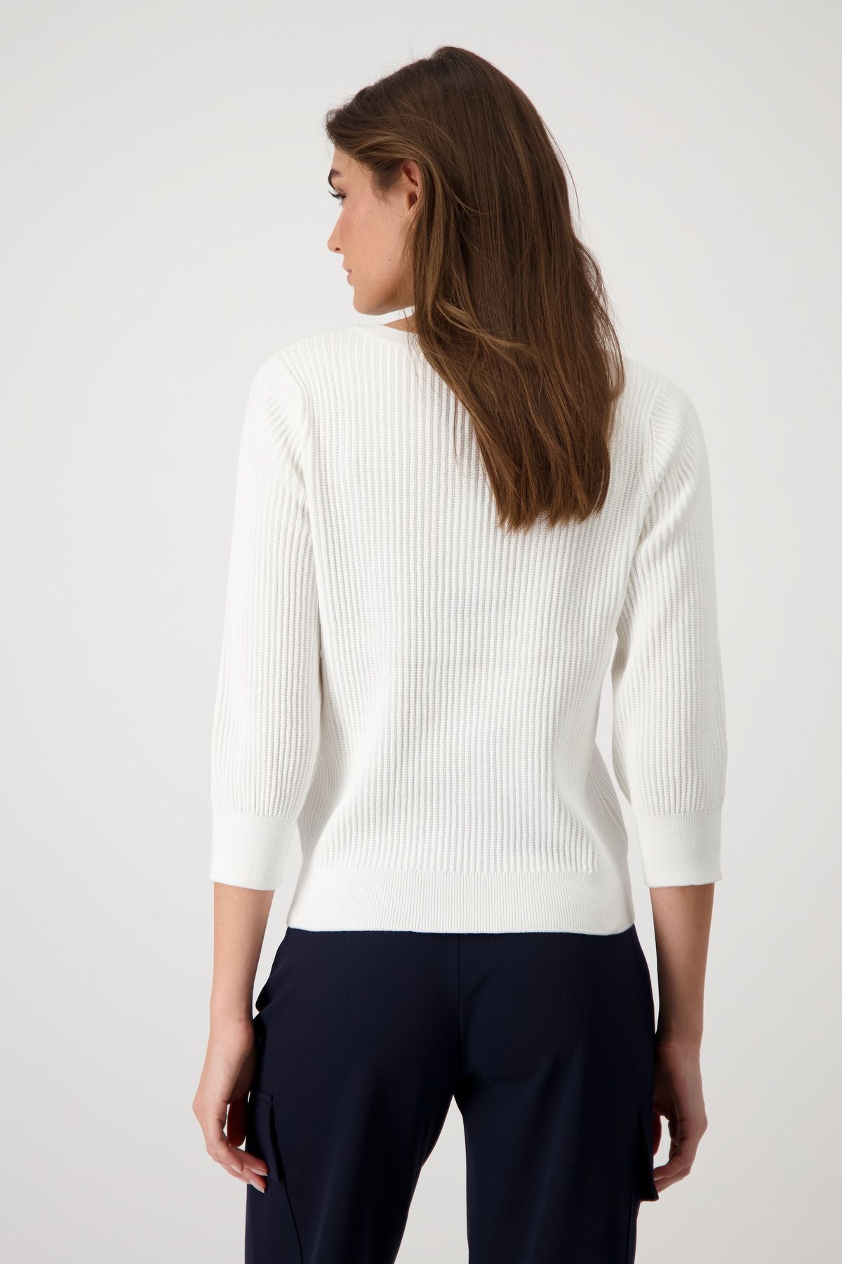 Monari Damen Strickpullover weiß