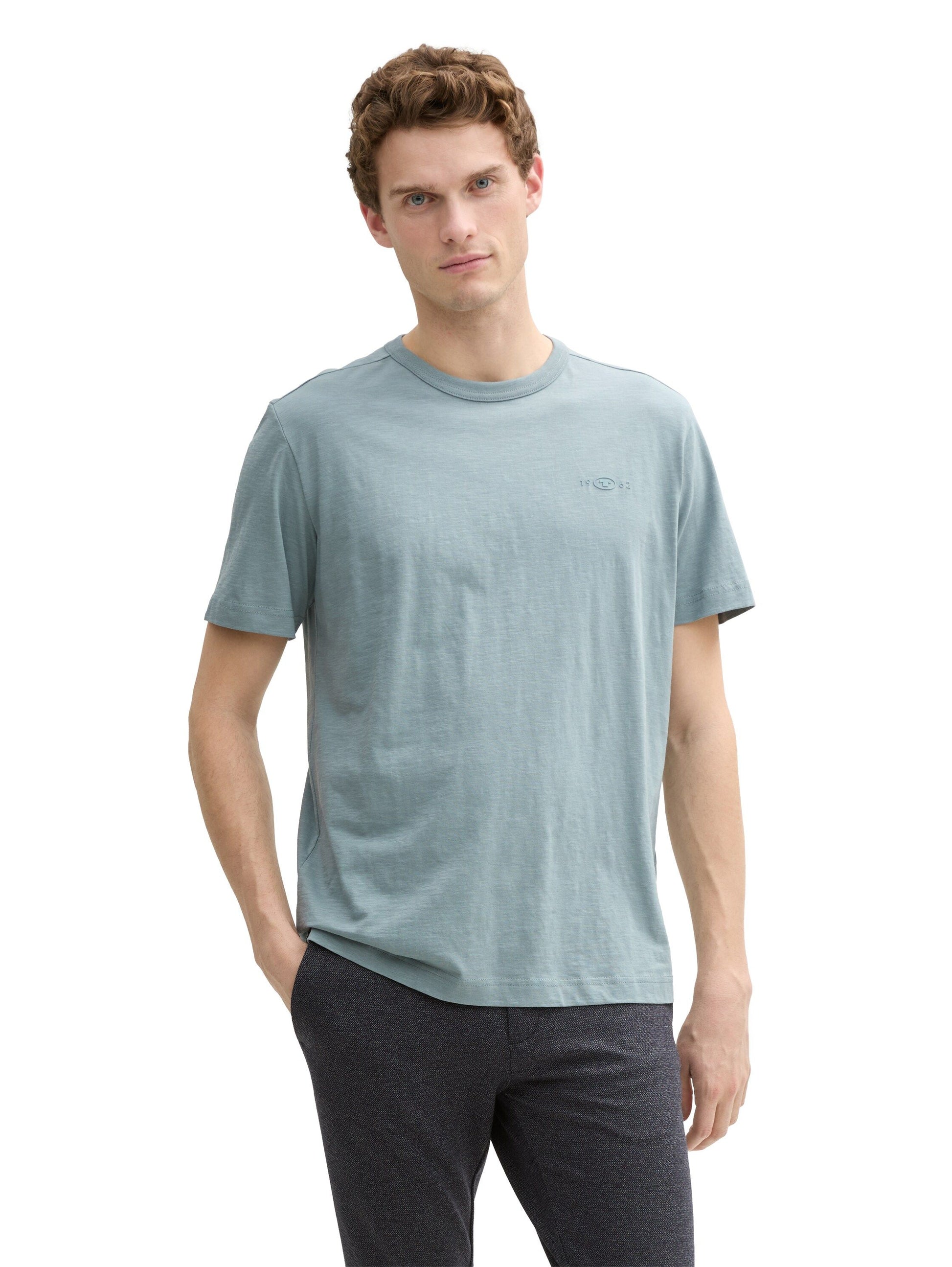 Tom Tailor Herren Basic T-Shirt blau