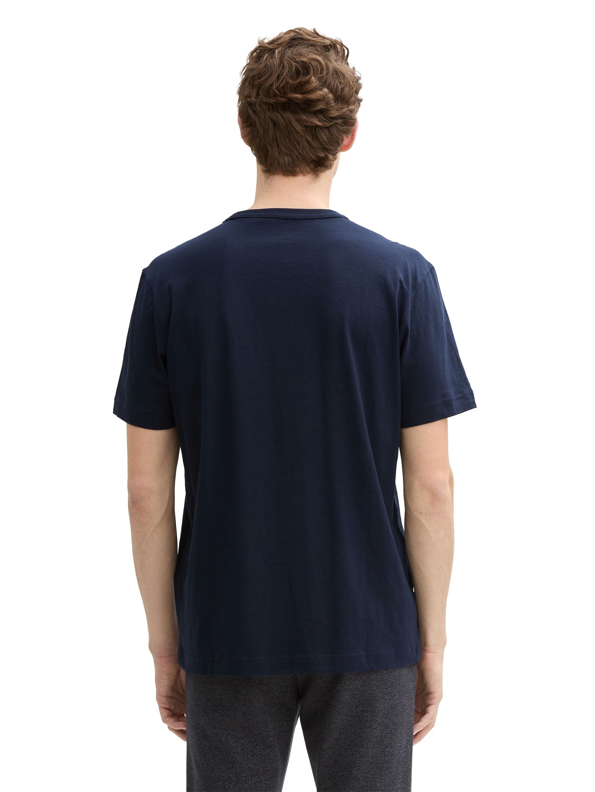 Tom Tailor Herren Basic T-Shirt blau