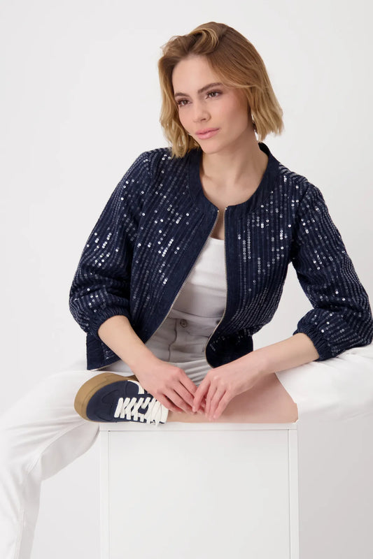 Monari – Monari Damen Jeansjacke mit Pailletten