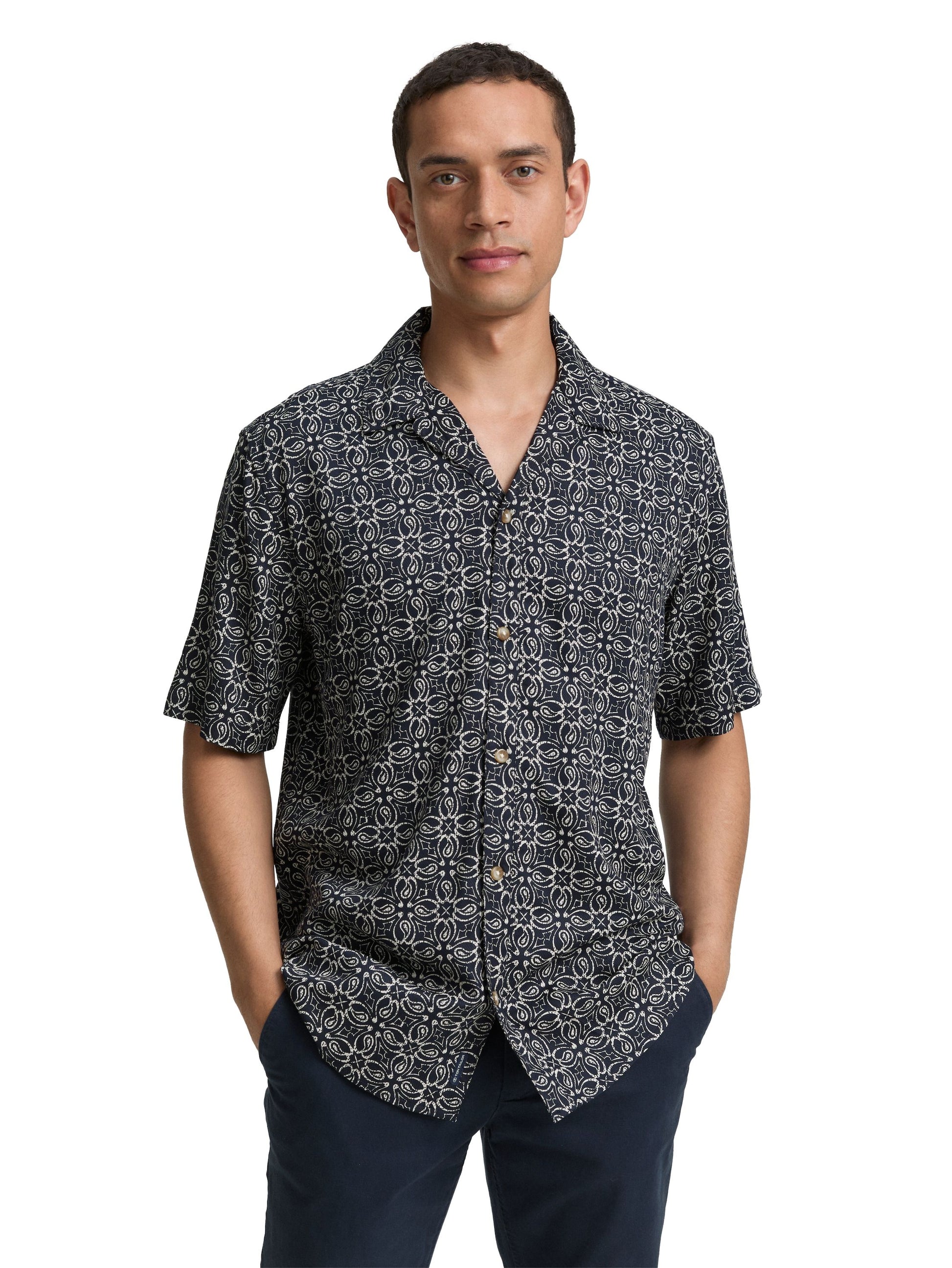 Tom Tailor Herren Kurzarmhemd blau