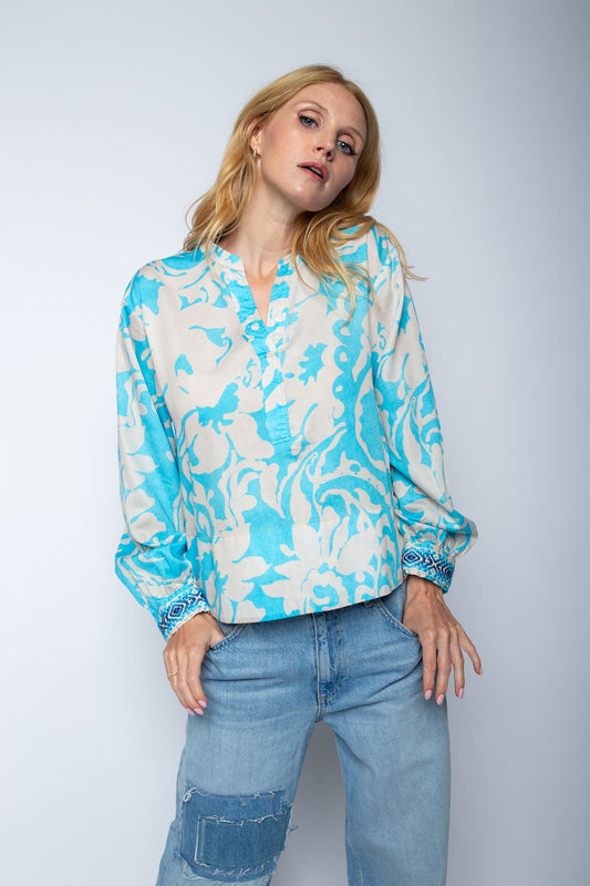 Emily van den Bergh Damen Bluse blau