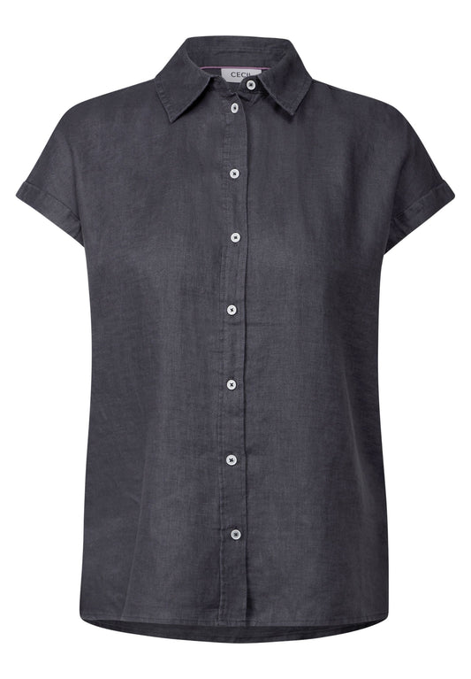 Cecil Damen Leinen-Hemdbluse XXL grau