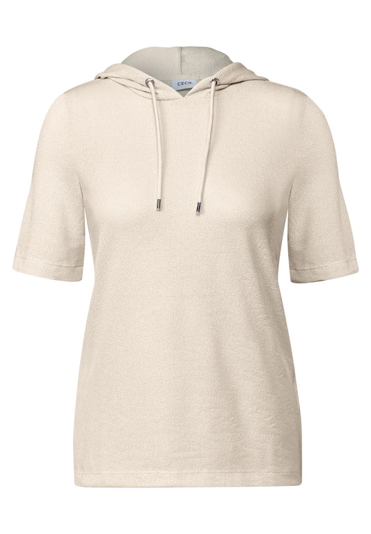Cecil Damen Crepe Hoodie-Shirt XXL beige