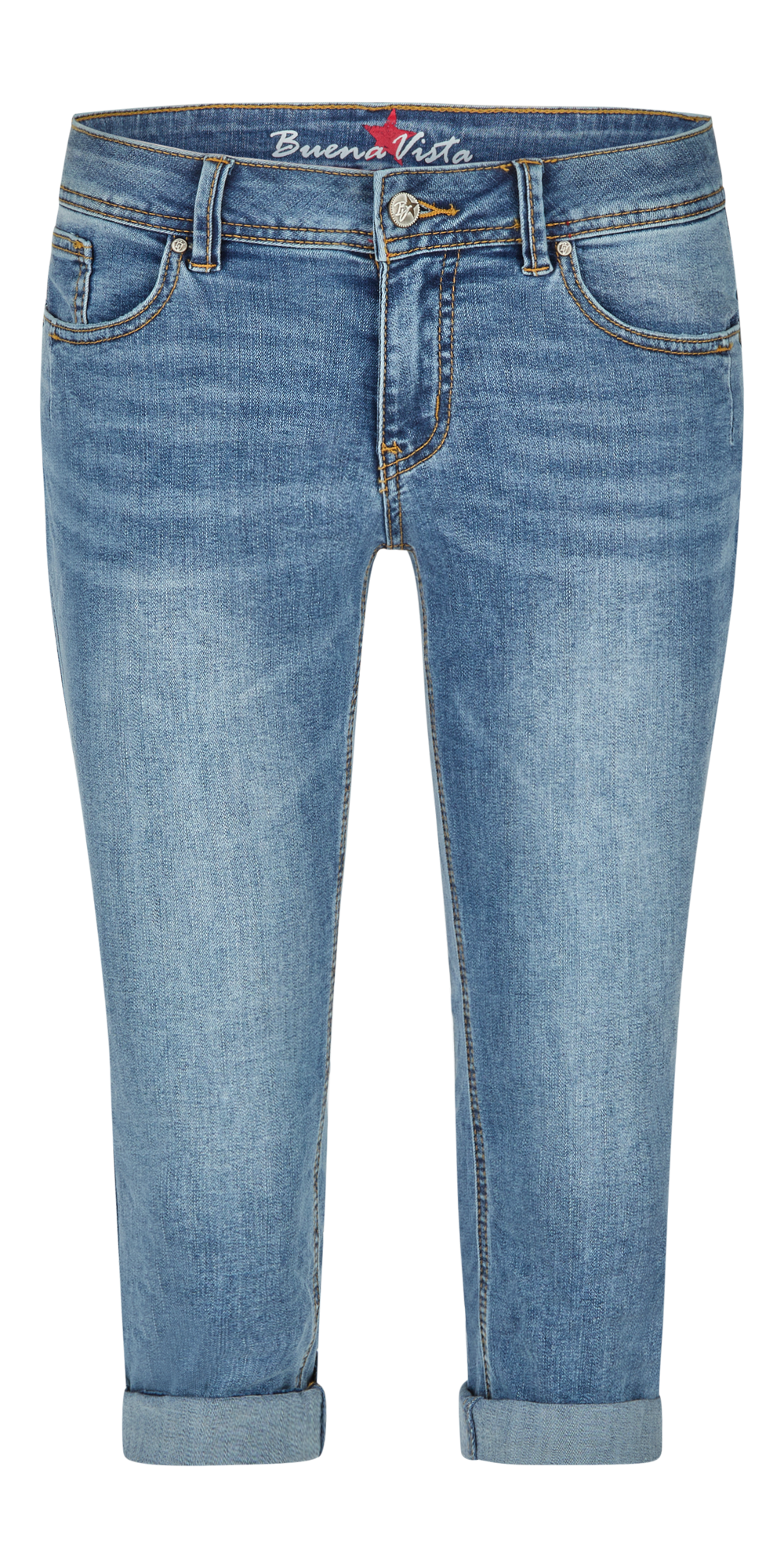 Buena Vista Damen Capri-Jeans Malibu-Zip blau
