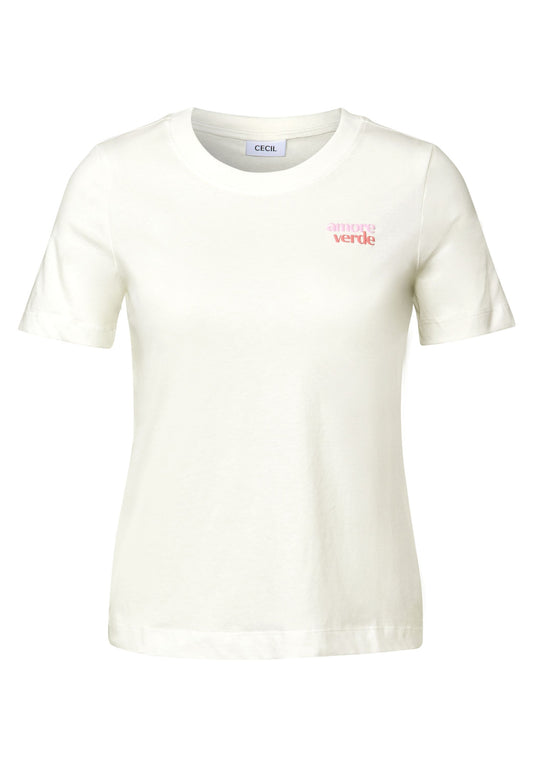 Cecil Damen T-Shirt mit Wording-Detail XXL weiß