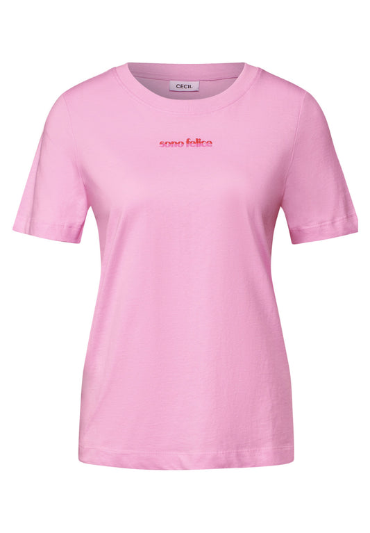 Cecil Damen T-Shirt mit Wording-Detail XXL rosa