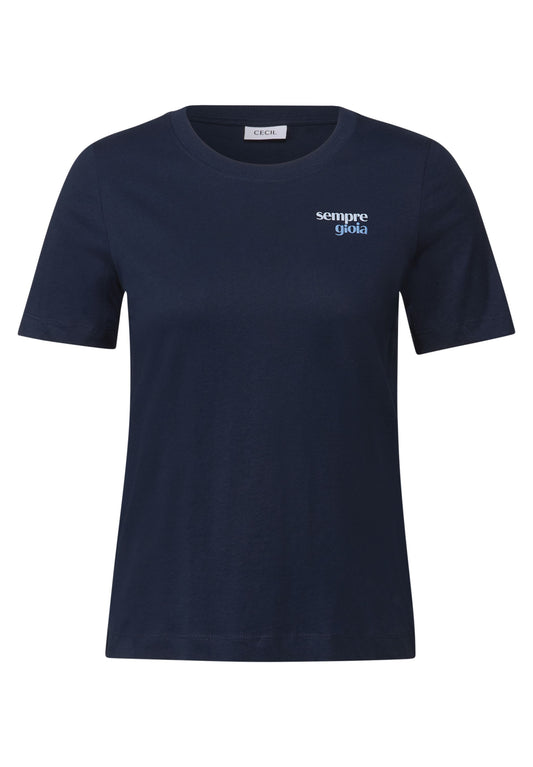 Cecil Damen T-Shirt mit Wording-Detail XXL blau
