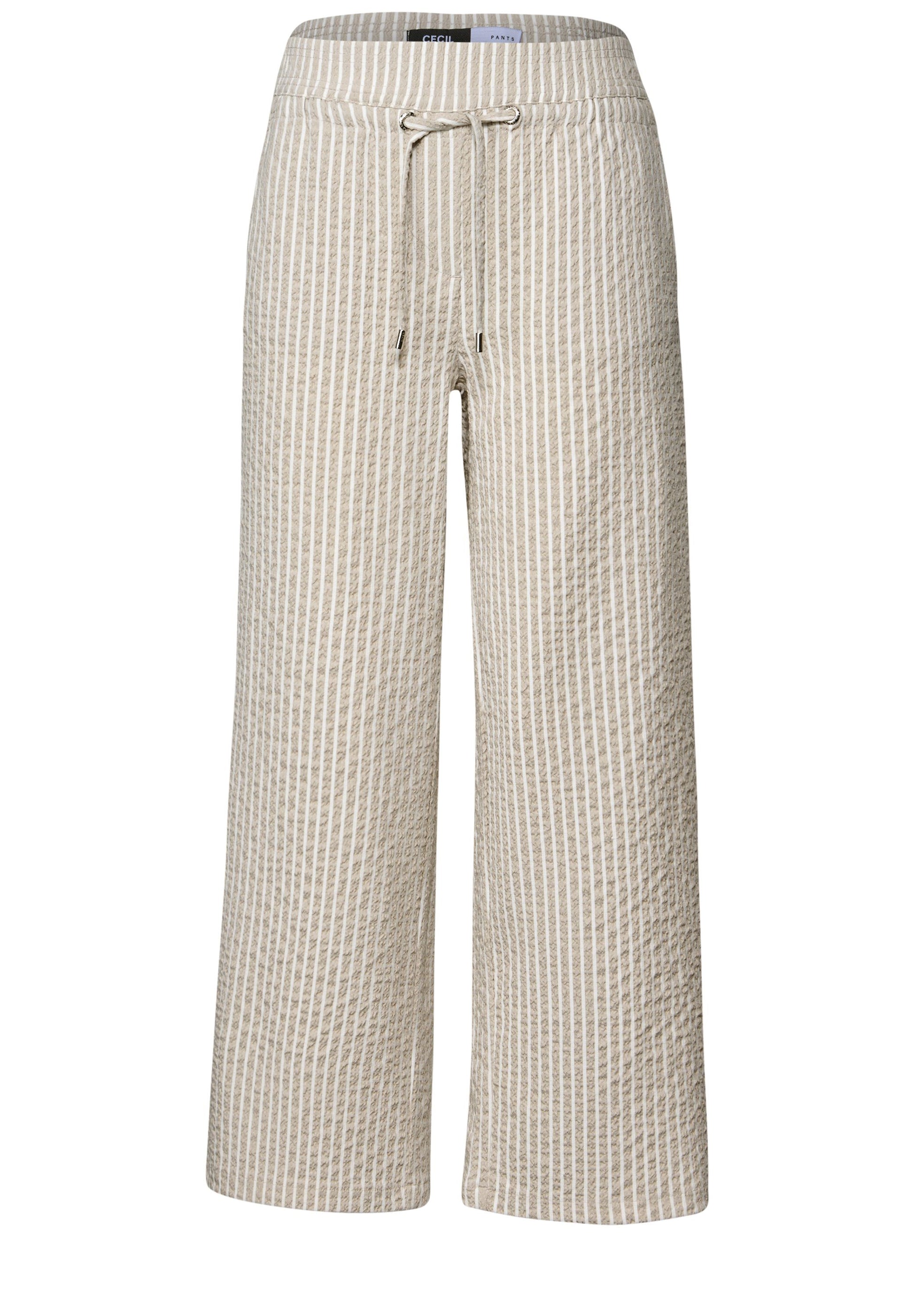 Cecil Damen Seersucker Hose 7 8 Hosen beige