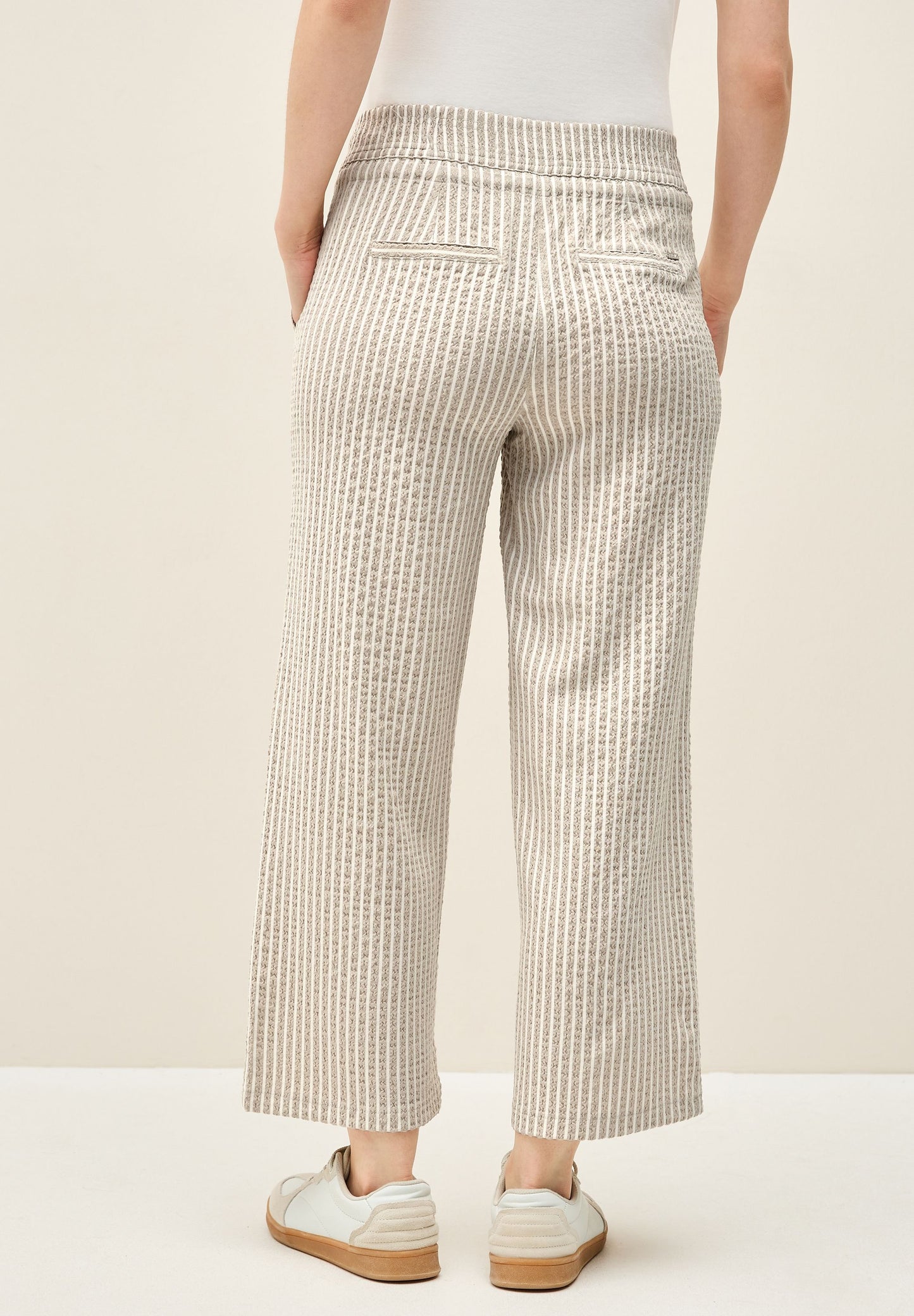 Cecil Damen Seersucker Hose beige