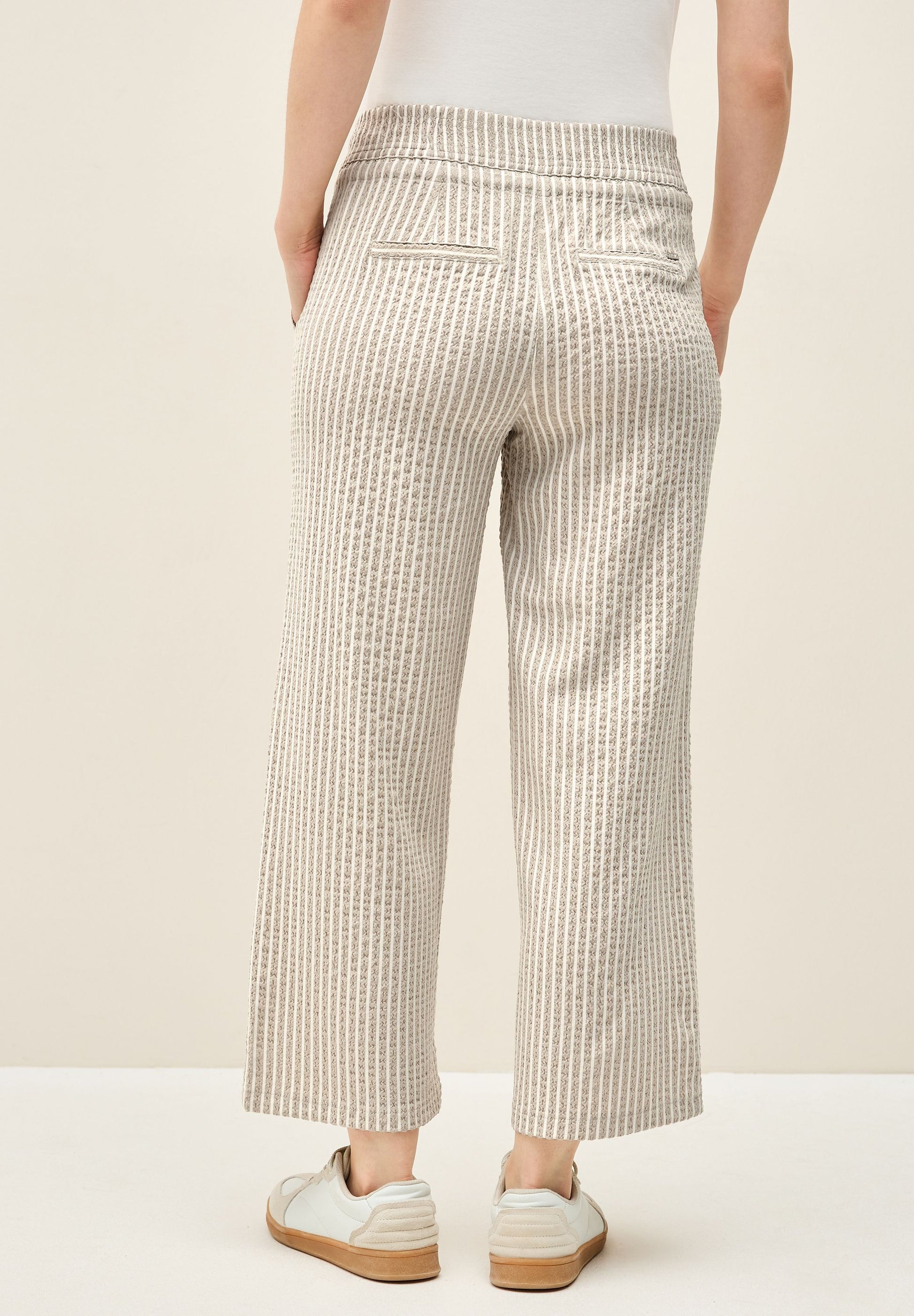 Cecil Damen Seersucker Hose beige