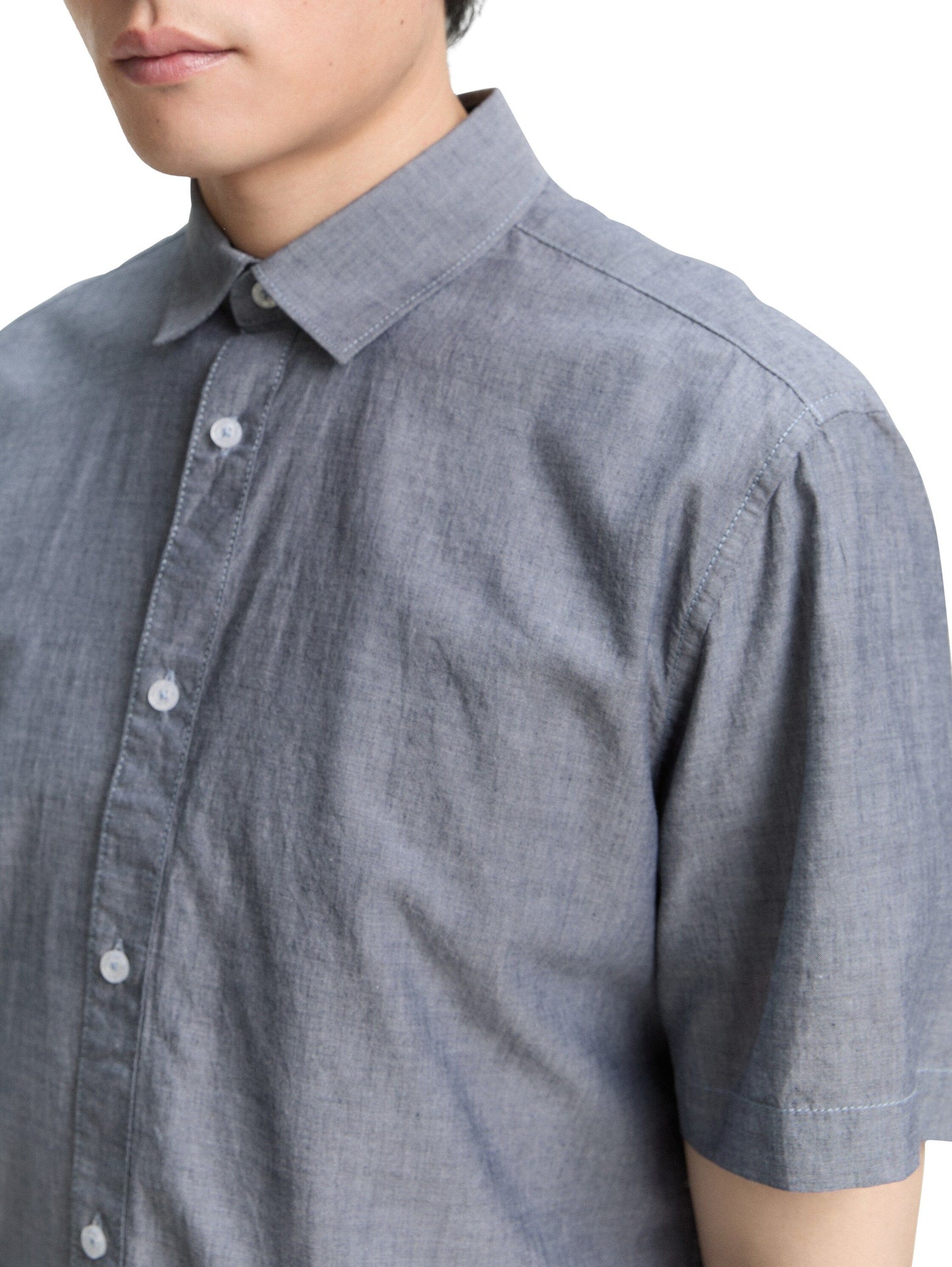 Tom Tailor Herren Kurzarmhemd blau