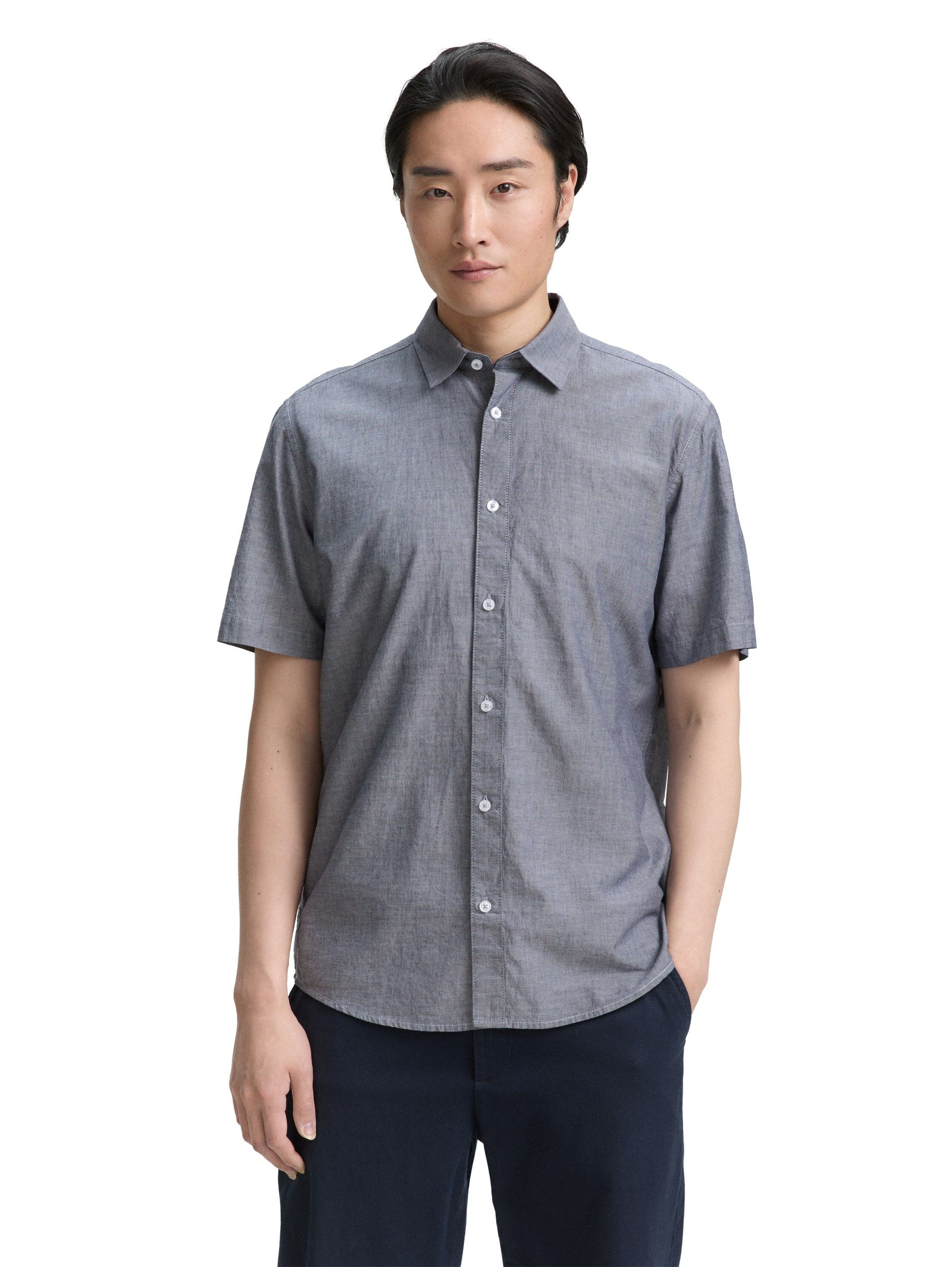 Tom Tailor Herren Kurzarmhemd blau