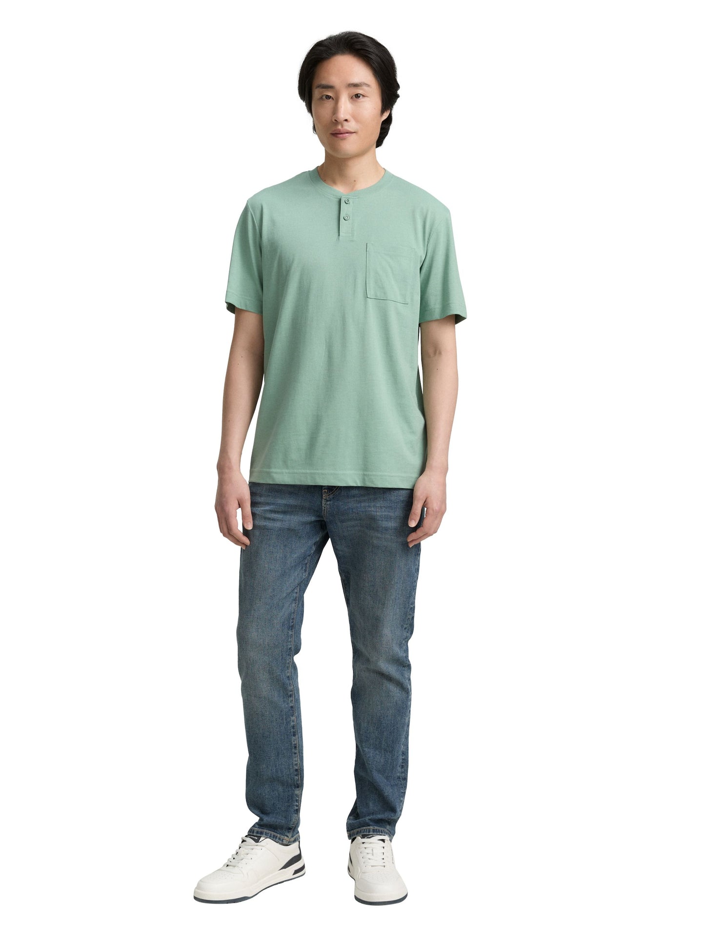 Tom Tailor Herren Henley T-Shirt grün