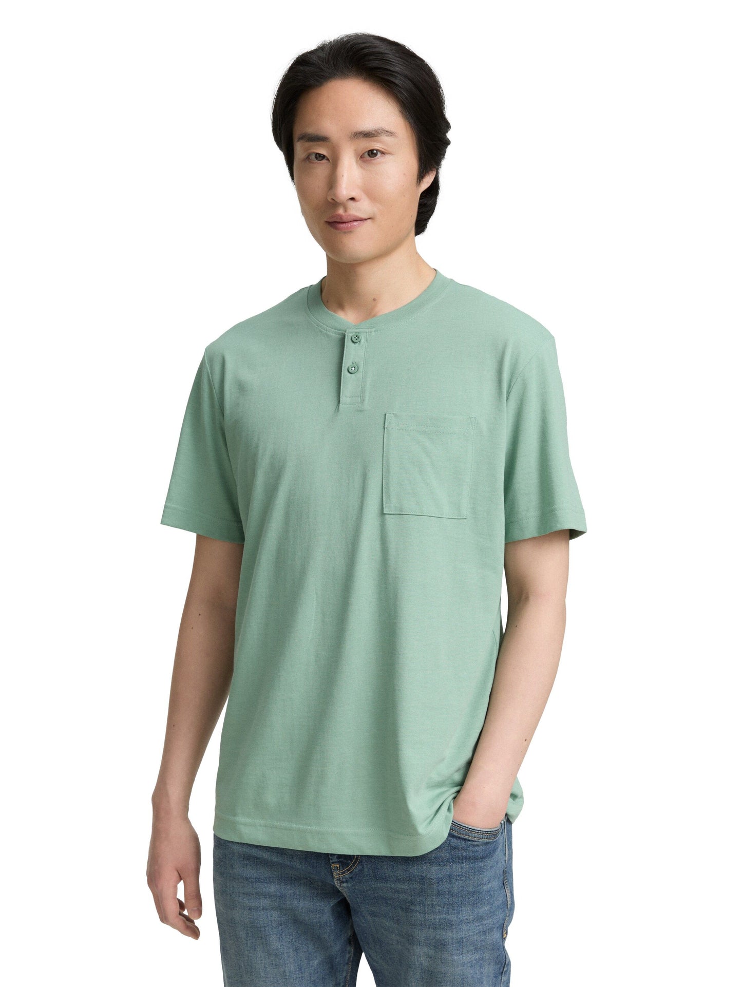 Tom Tailor Herren Henley T-Shirt grün