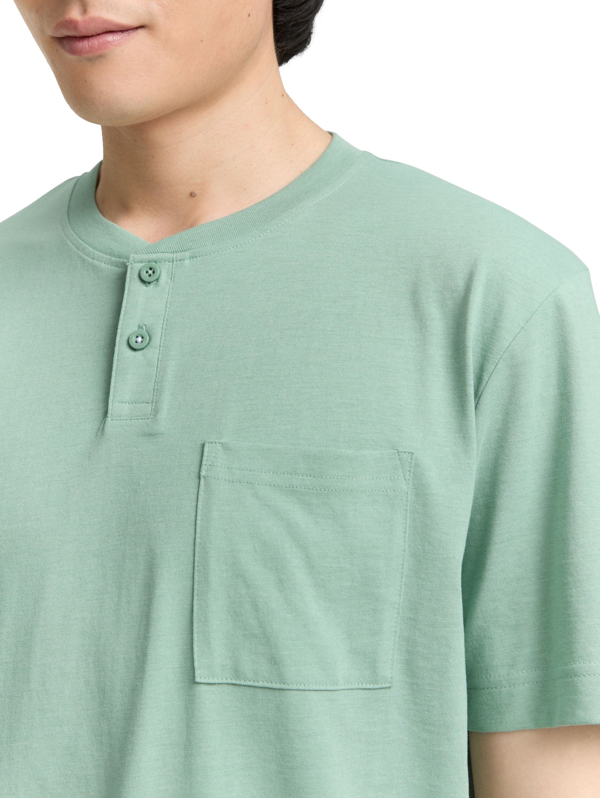 Tom Tailor Herren Henley T-Shirt grün