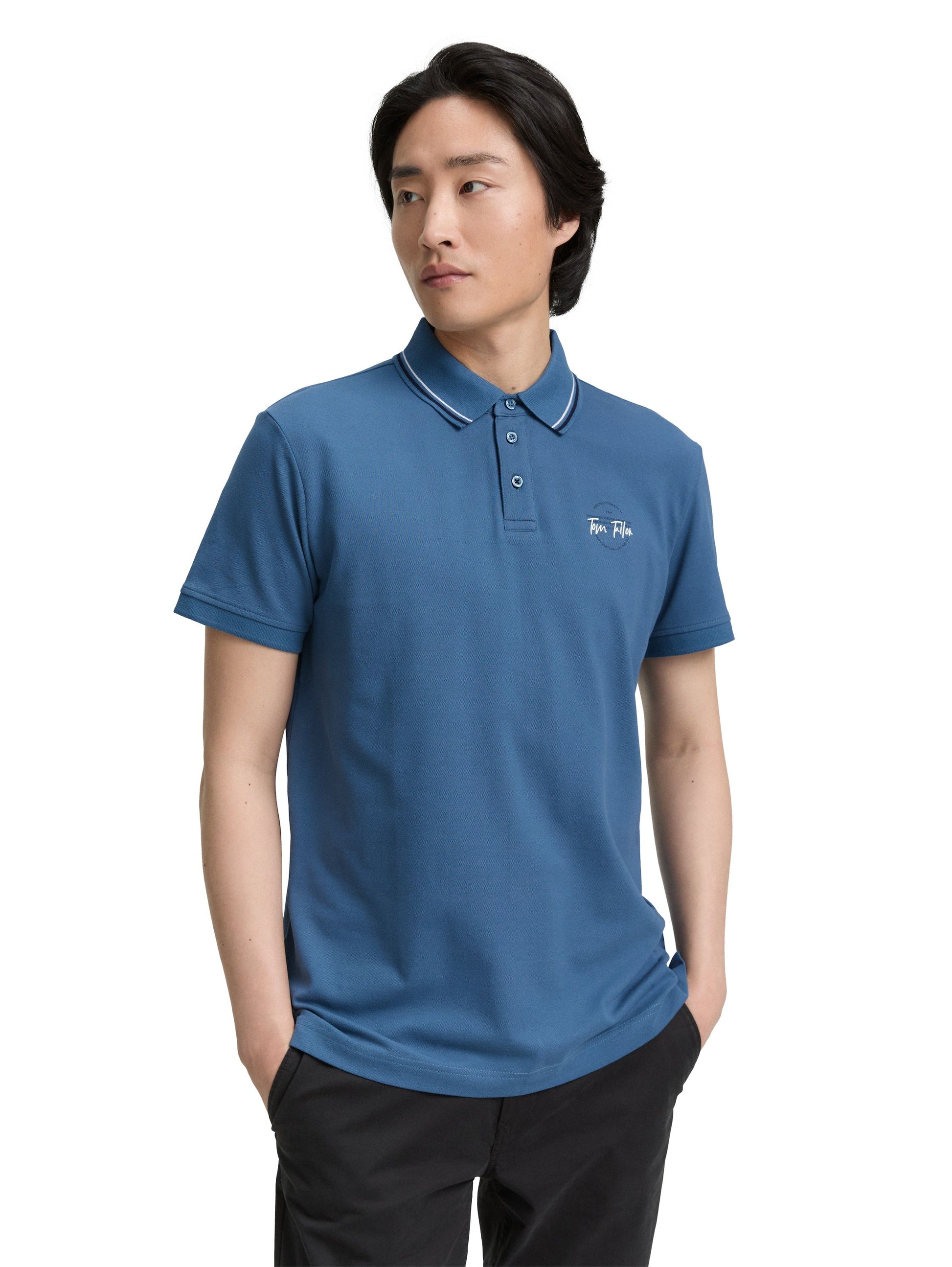 Tom Tailor Herren Piqué Poloshirt blau