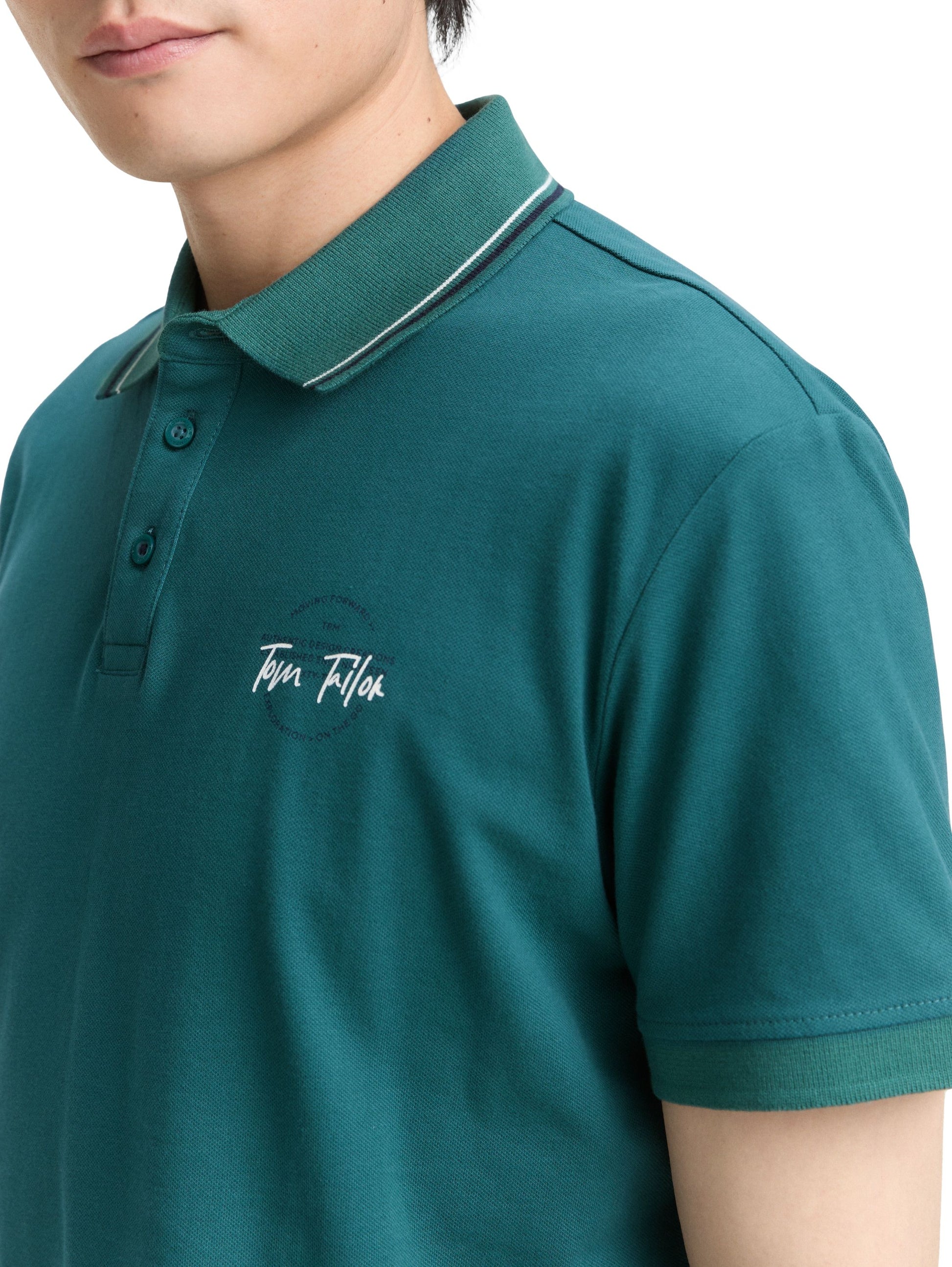 Tom Tailor Herren Piqué Poloshirt grün