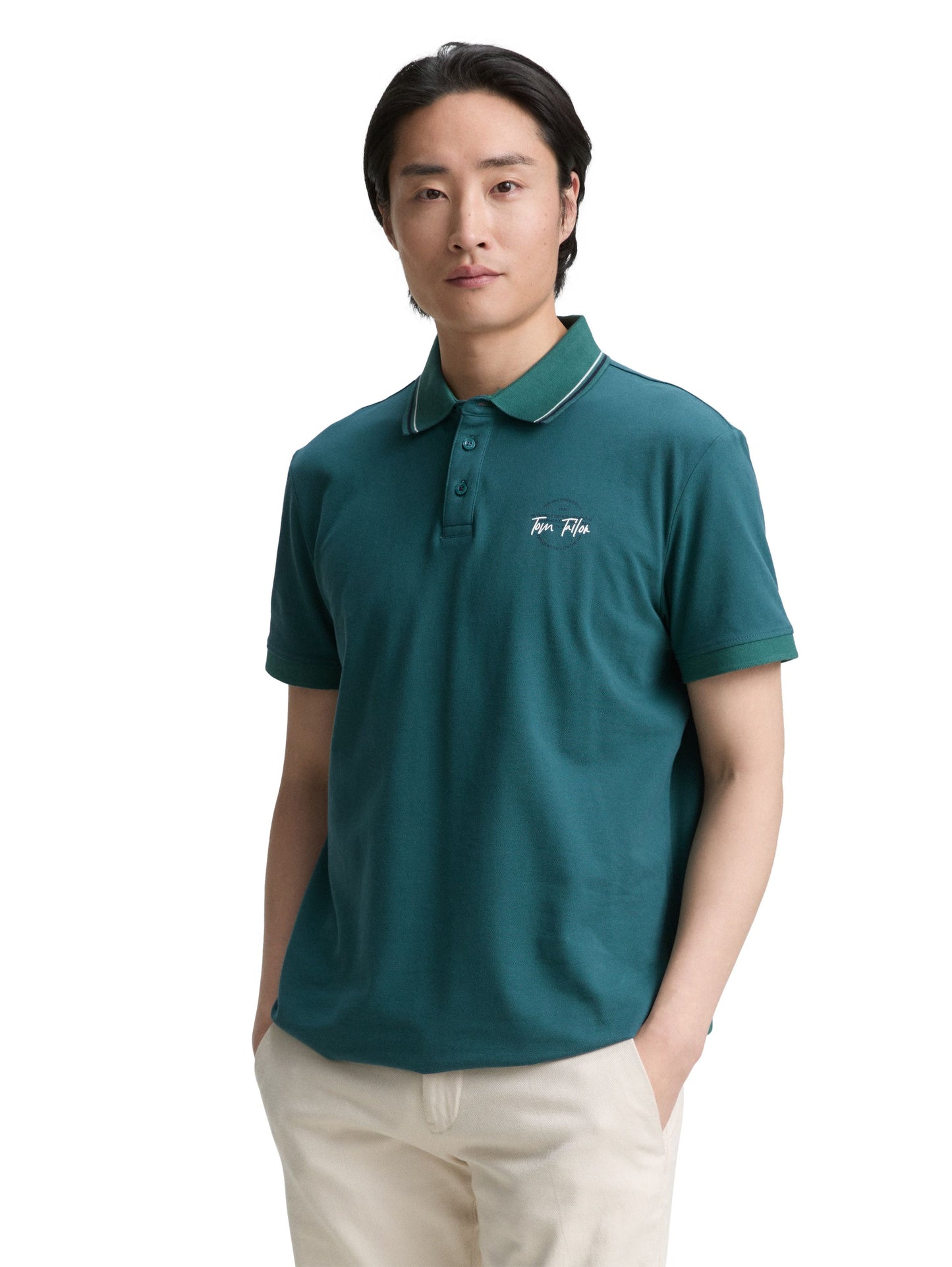 Tom Tailor Herren Piqué Poloshirt grün
