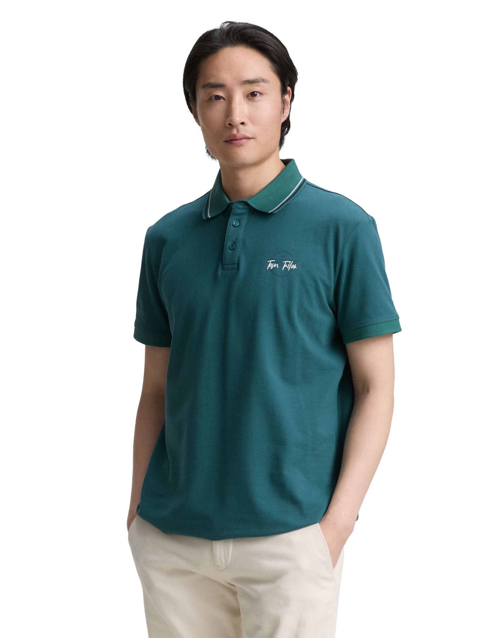 Tom Tailor Herren Piqué Poloshirt grün