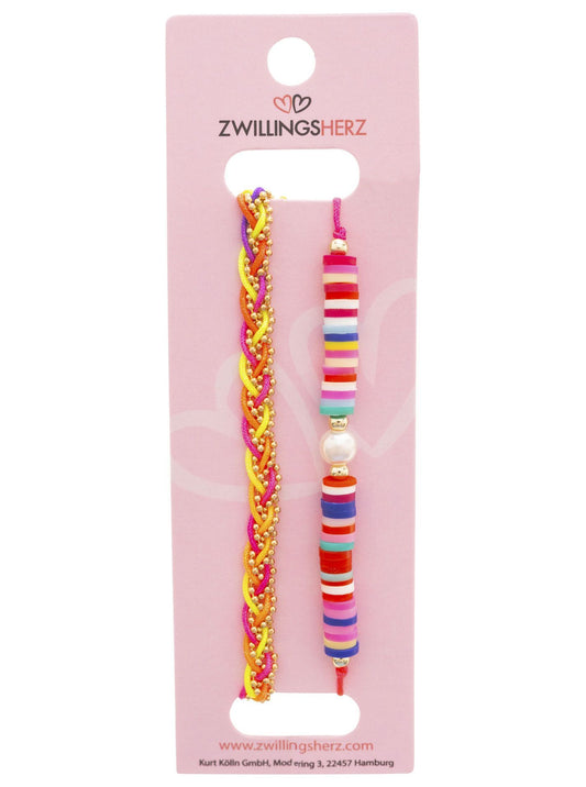 Zwillingsherz Damen Armband bunt