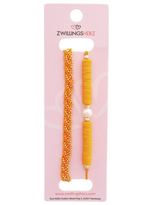 Zwillingsherz Damen Armband orange