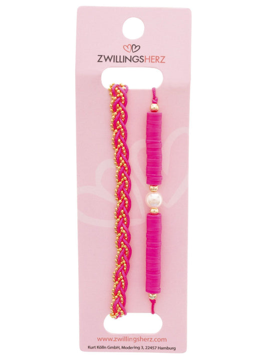 Zwillingsherz Damen Armband pink