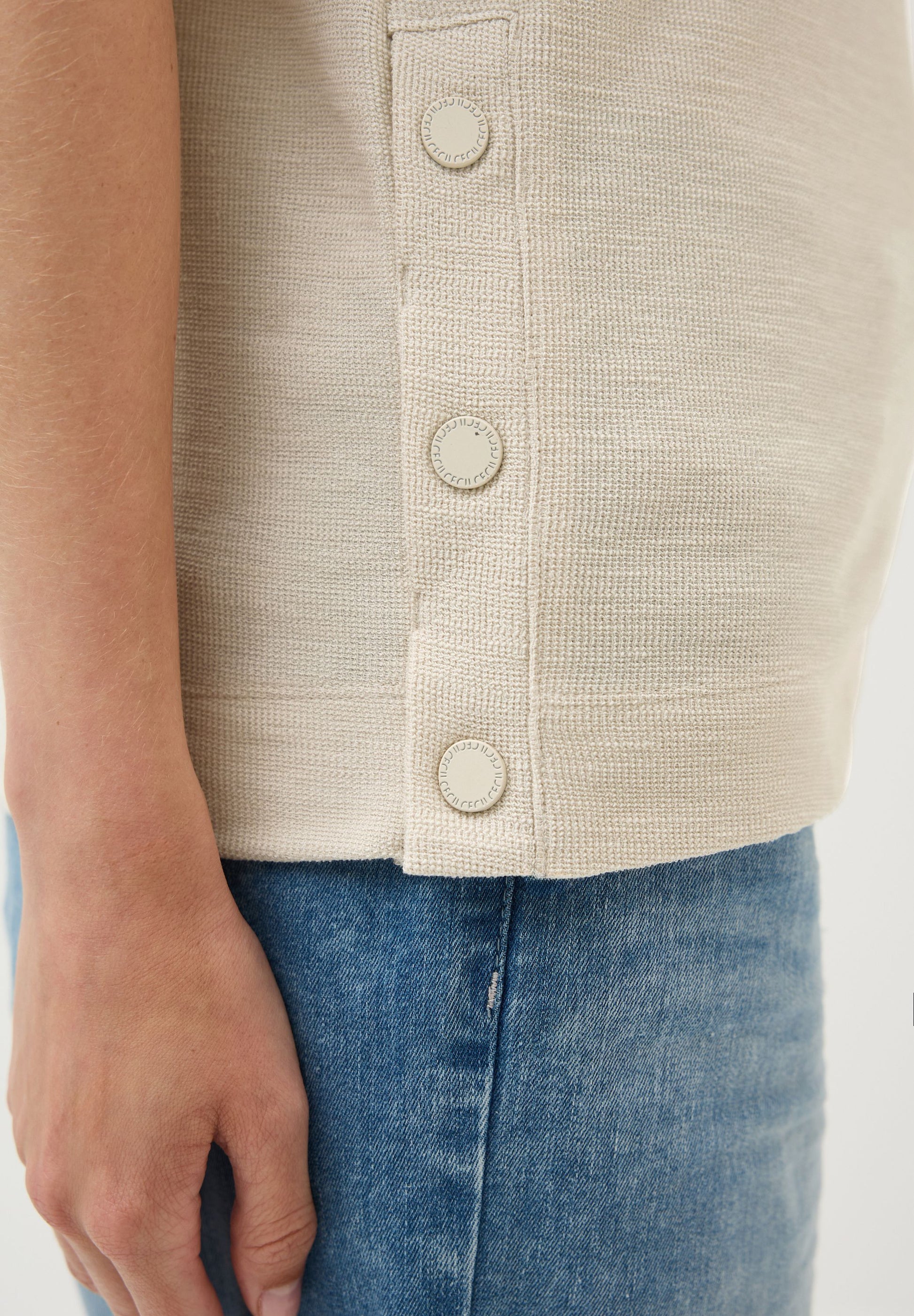 Cecil Damen Bouclé Slub Shirt beige