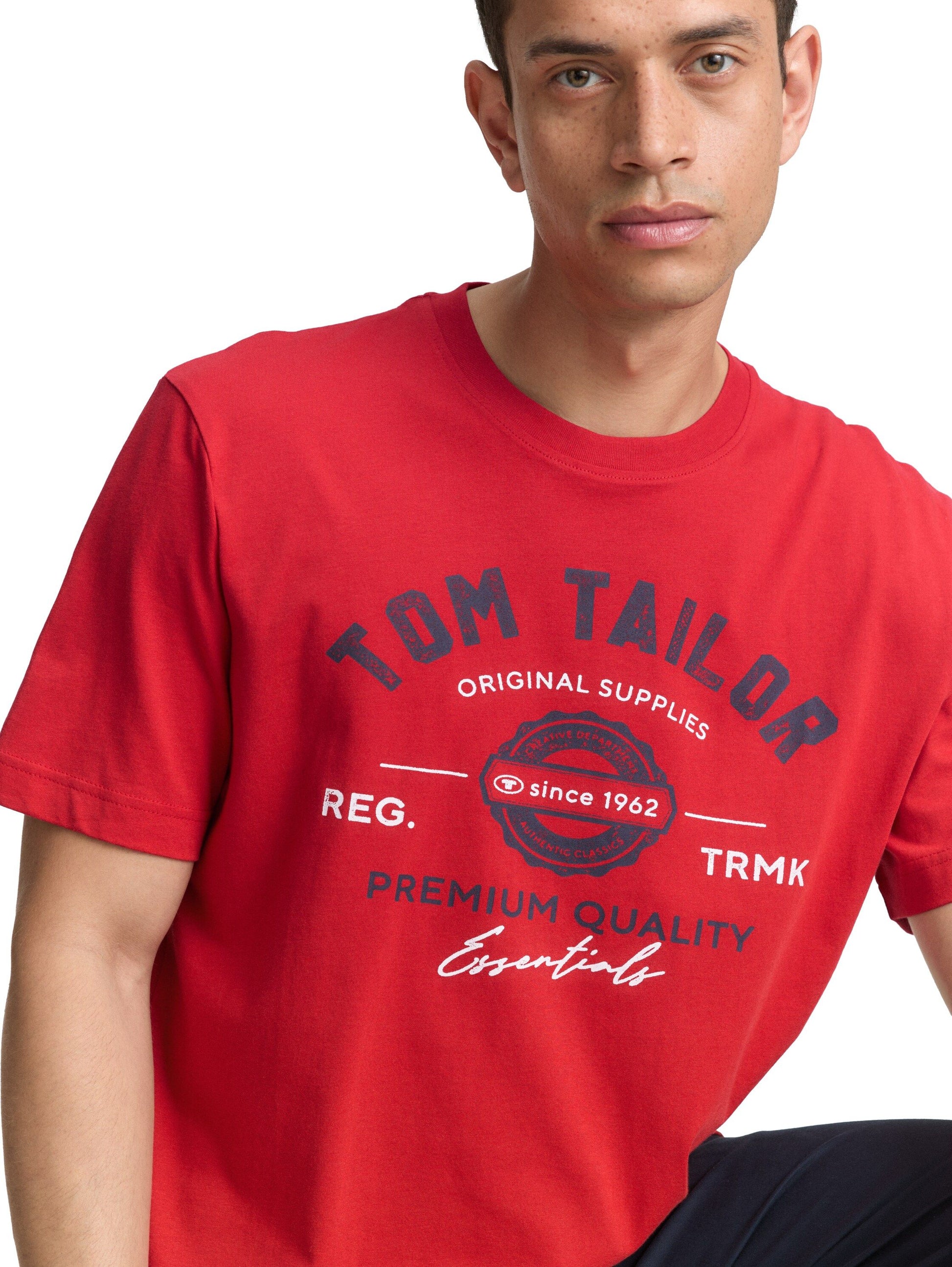 Tom Tailor Herren T-Shirt mit Logo-Print rot