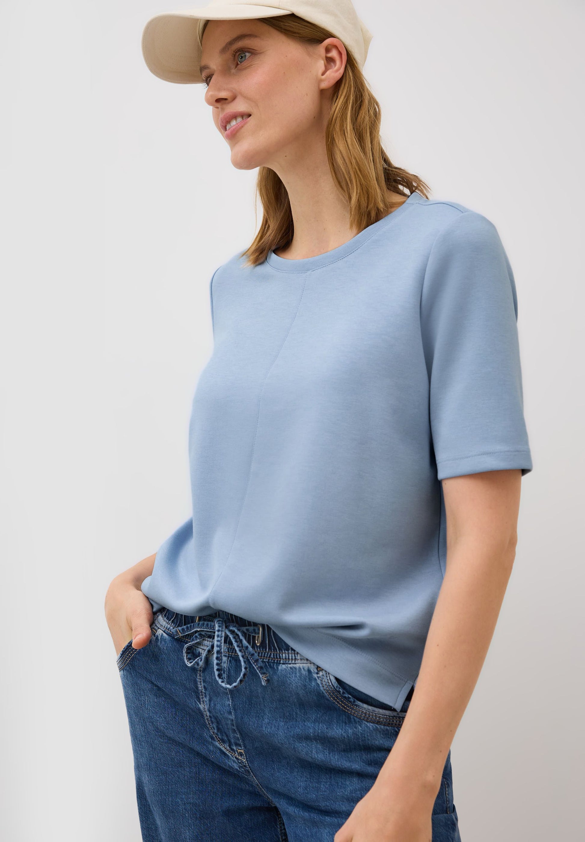 Cecil Damen Kurzarmsweatshirt blau