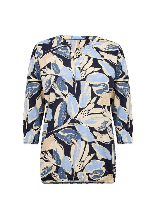 Soyaconcept Damen Bluse SC-FELICITY AOP 512 XXL blau
