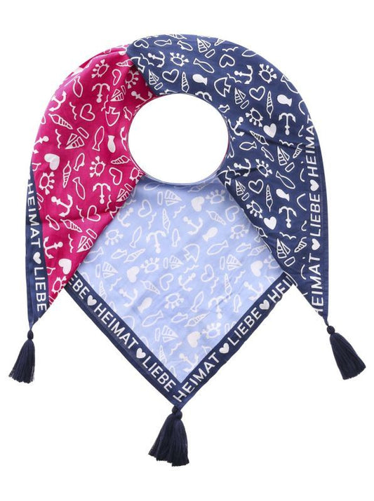 Zwillingsherz Damen Viereckstuch "Kleine Liebe Heimat" blau