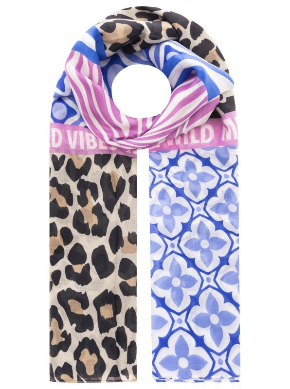 Zwillingsherz Damen Viskose Schal "Animal Block" blau