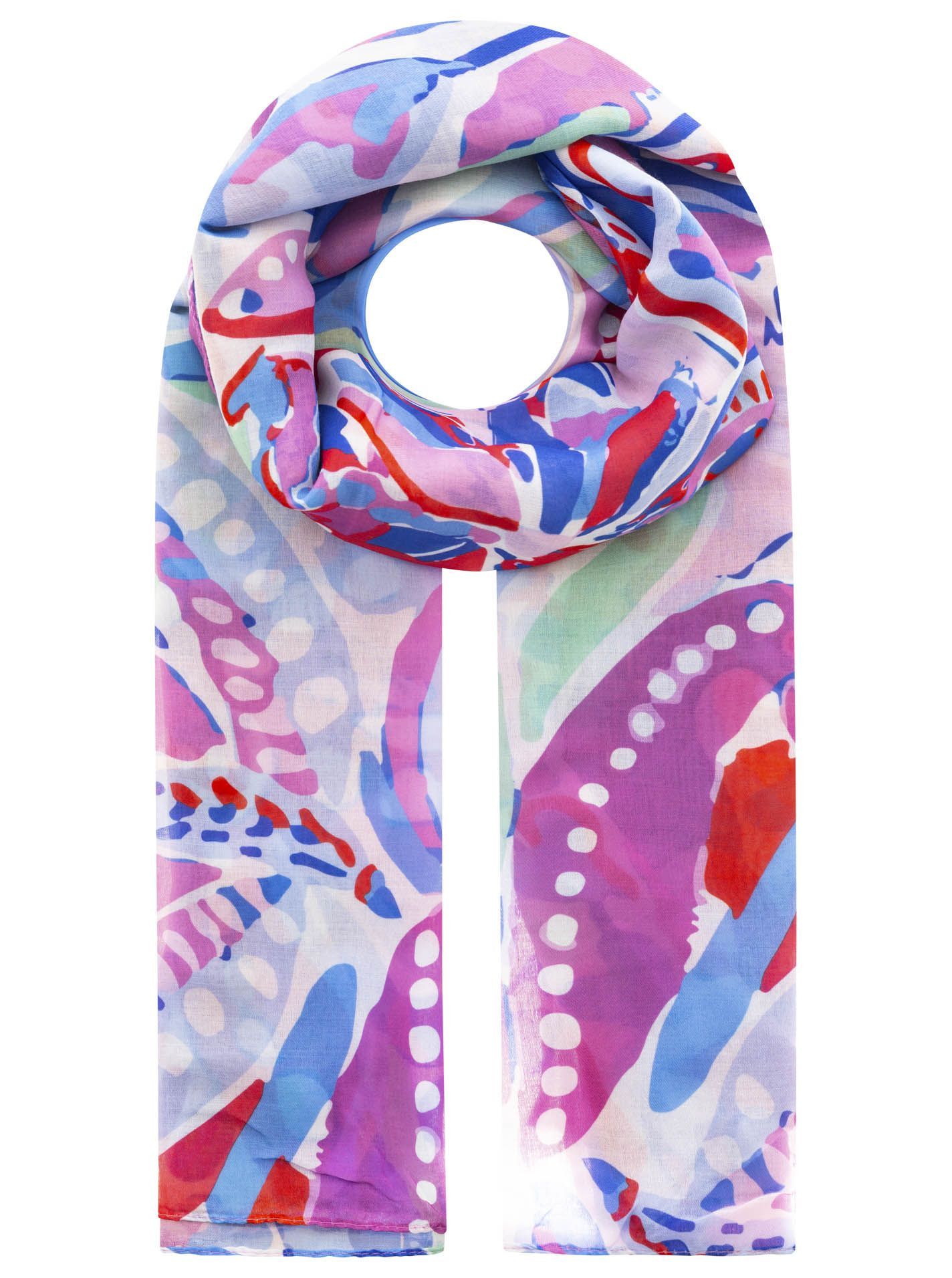 Zwillingsherz Damen Schal "Flower Paradise" blau