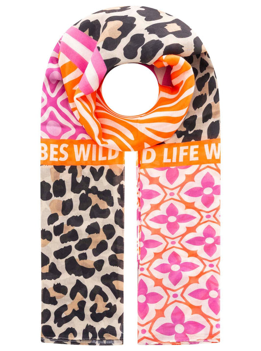 Zwillingsherz Damen Viskose Schal "Animal Block" pink