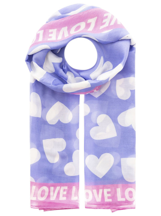 Zwillingsherz Damen Viskose Schal "Classic Hearts" blau