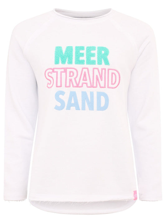 Zwillingsherz Damen Pullover Meer Strand Sand weiß
