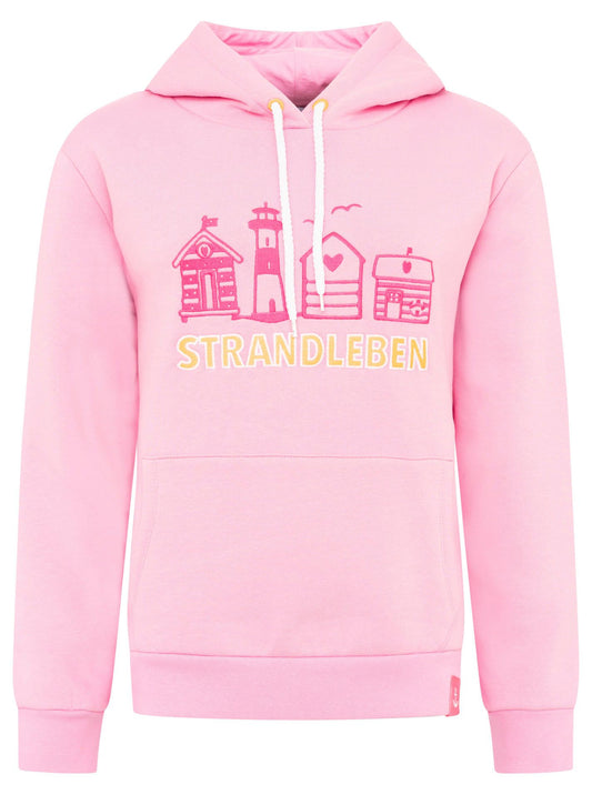 Zwillingsherz Damen Hoodie Strandleben rosa