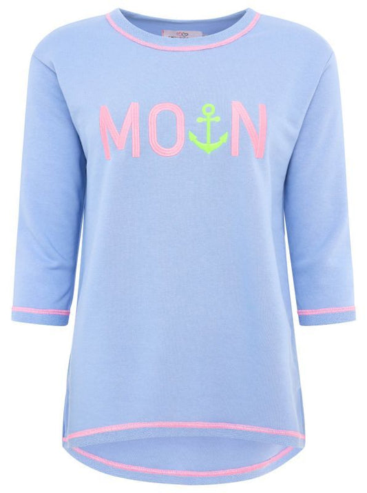 Zwillingsherz Damen 3/4 Arm Shirt Moin blau