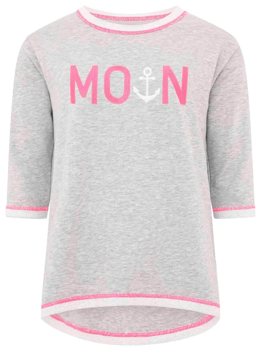 Zwillingsherz Damen 3/4 Arm Shirt Moin grau